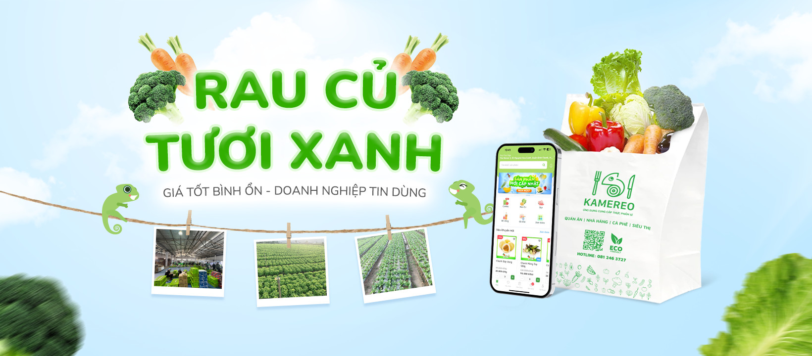 Kamereo có nguồn cung rau củ quả sạch từ các nông trại Đà Lạt kamereo
